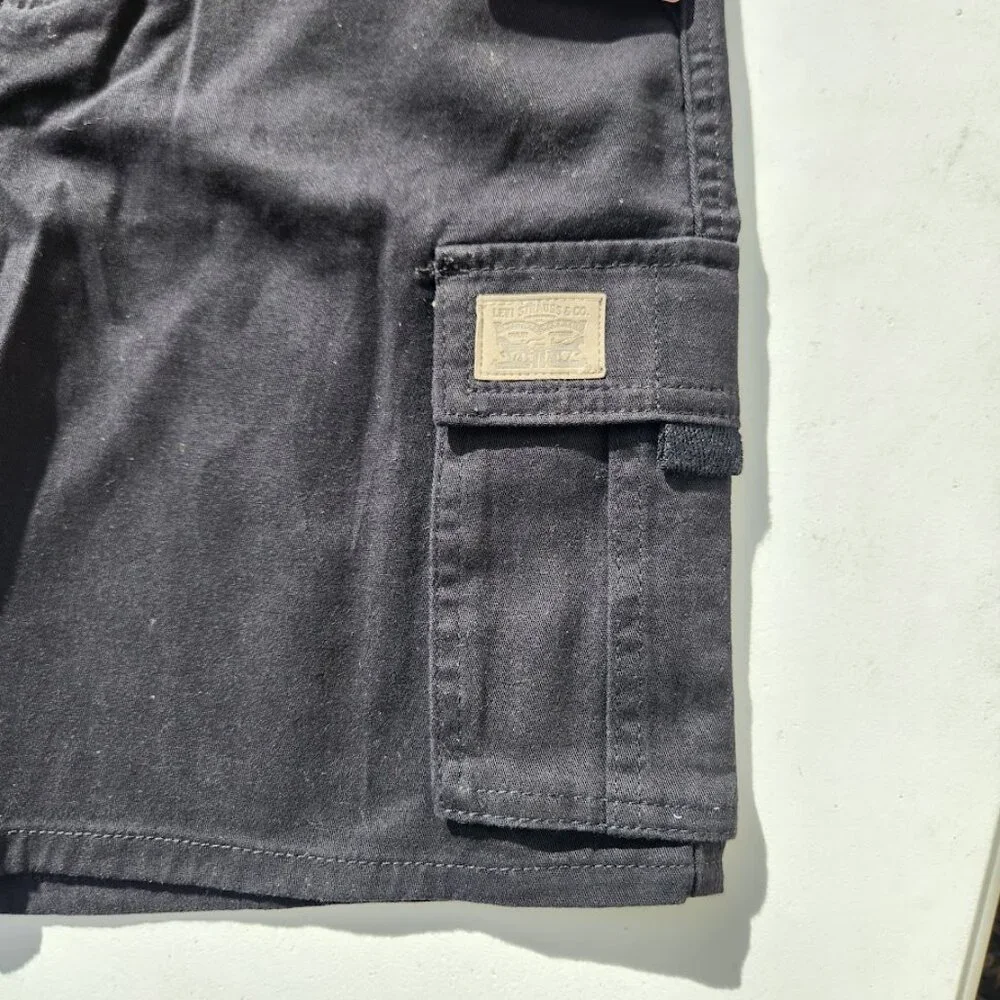 NEW Levi's Boys Twill Cargo Shorts Size 20 Black School Uniform Cotton Relaxed F